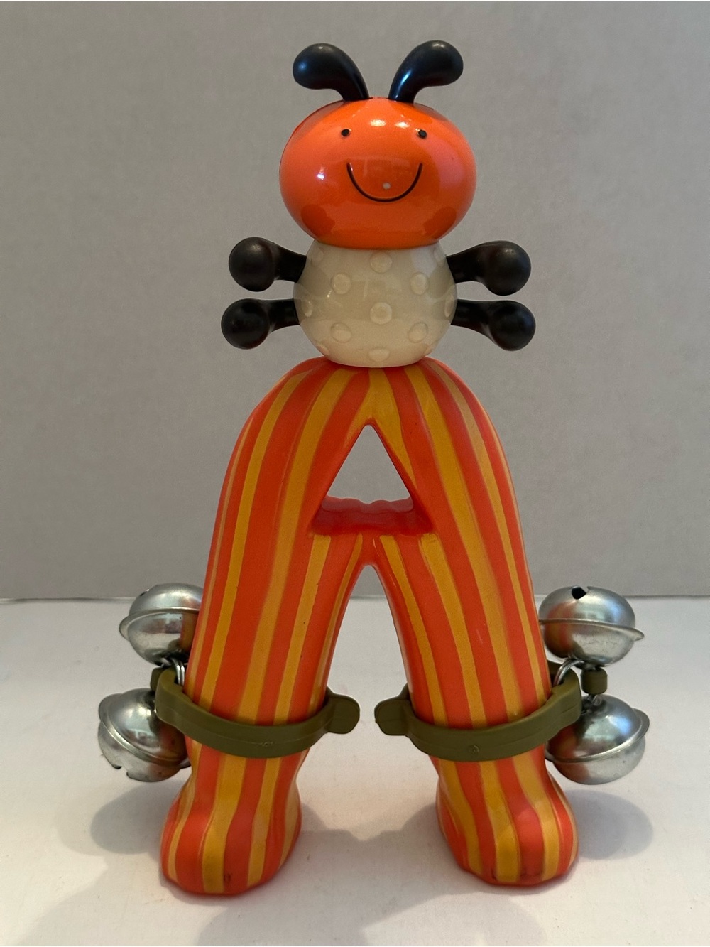 Orange Striped Bee Rattle with Bells - Kids Learning Toy